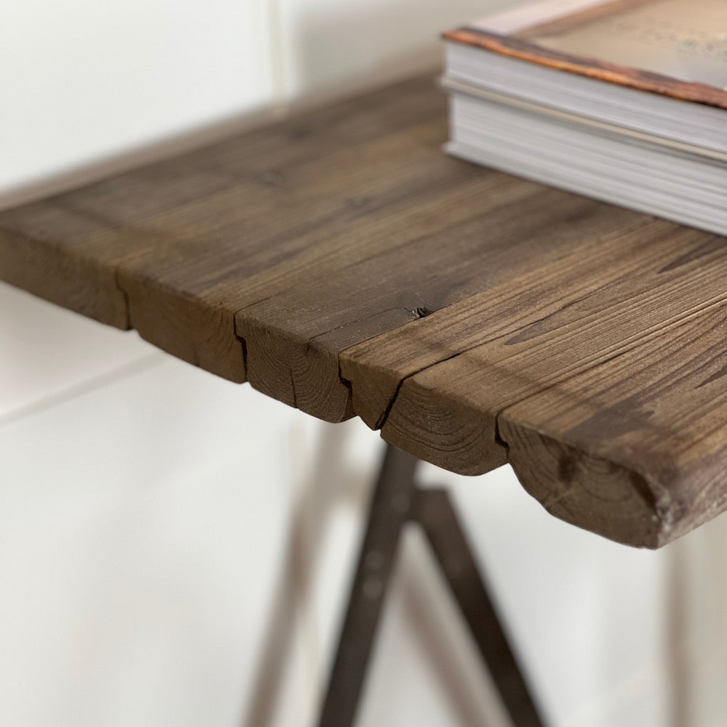 Weathered Rustic Wood Metal Console Table