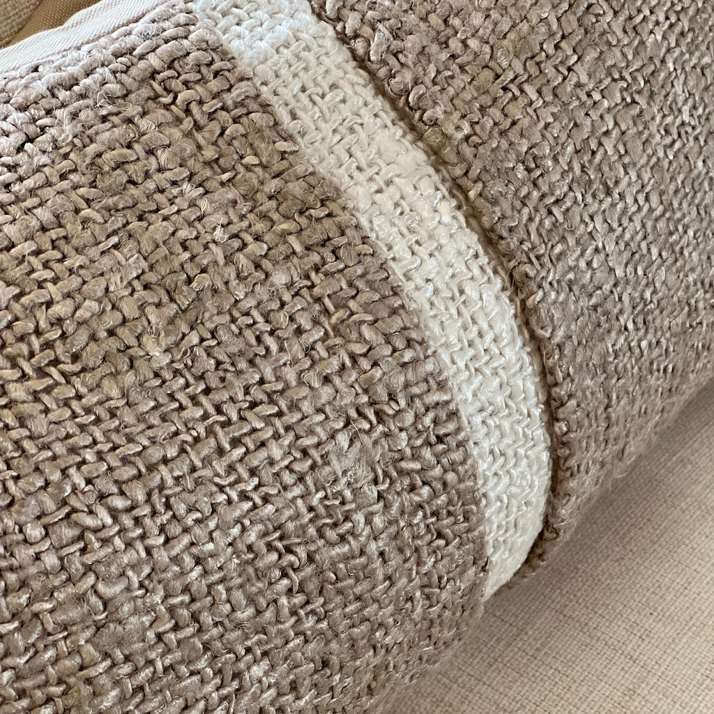 Taupe Ivory Soft Thread Rectangular Bolster Cushion