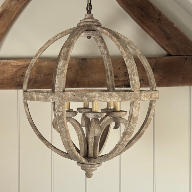 The Phillipe Round Wooden Orb Chandelier Medium – Cowshed Interiors