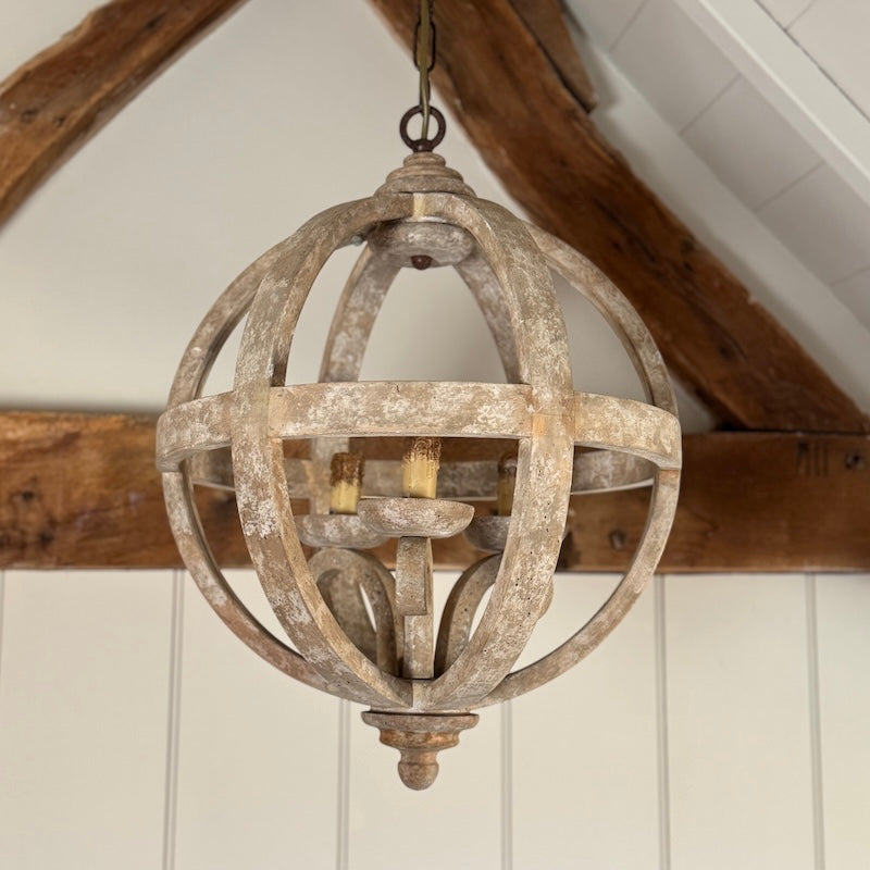 The Phillipe Round Wooden Orb Chandelier Small – Cowshed Interiors