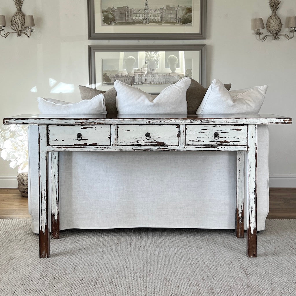 Tsang White Console Table - EX DISPLAY