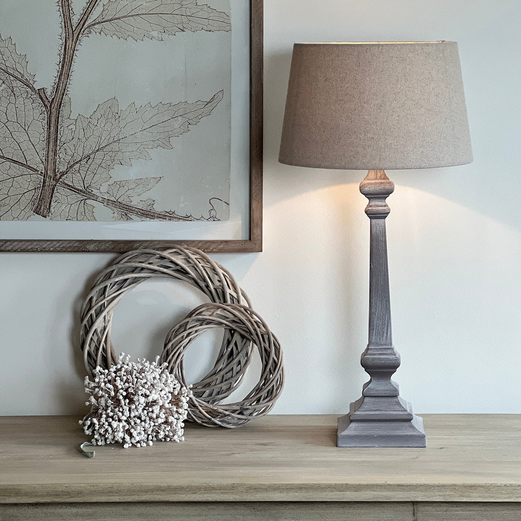 White Washed Taupe Table Lamp