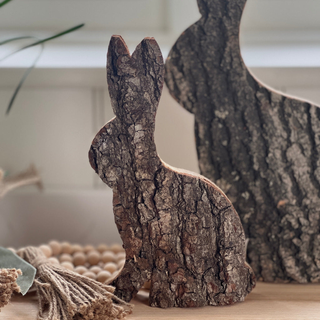 Natural Wood Bark Rabbit