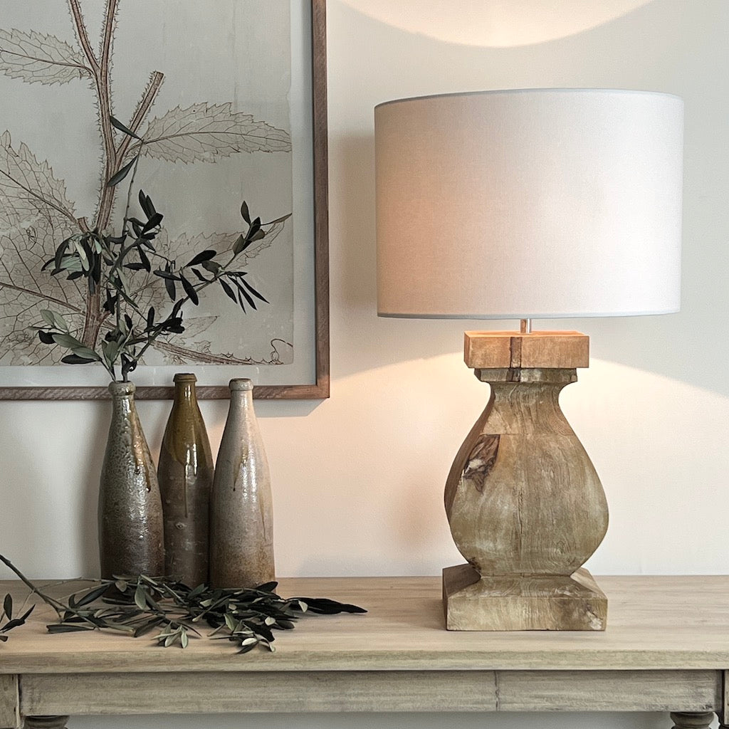 Medium Chunky Solid Wood Table Lamp Aspen