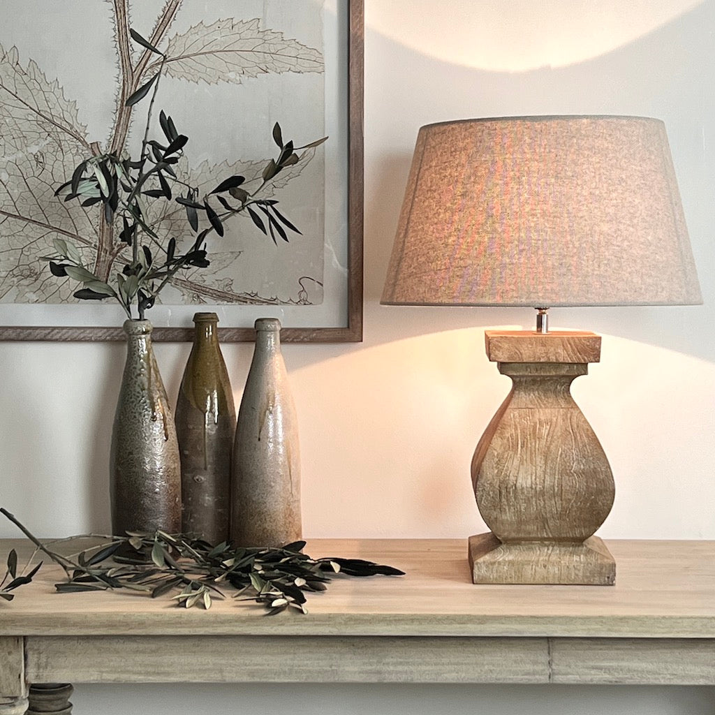Small Chunky Solid Wood Table Lamp Aspen