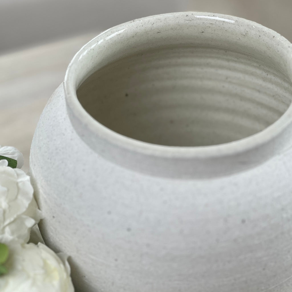 Matt White Ceramic Textured Vase