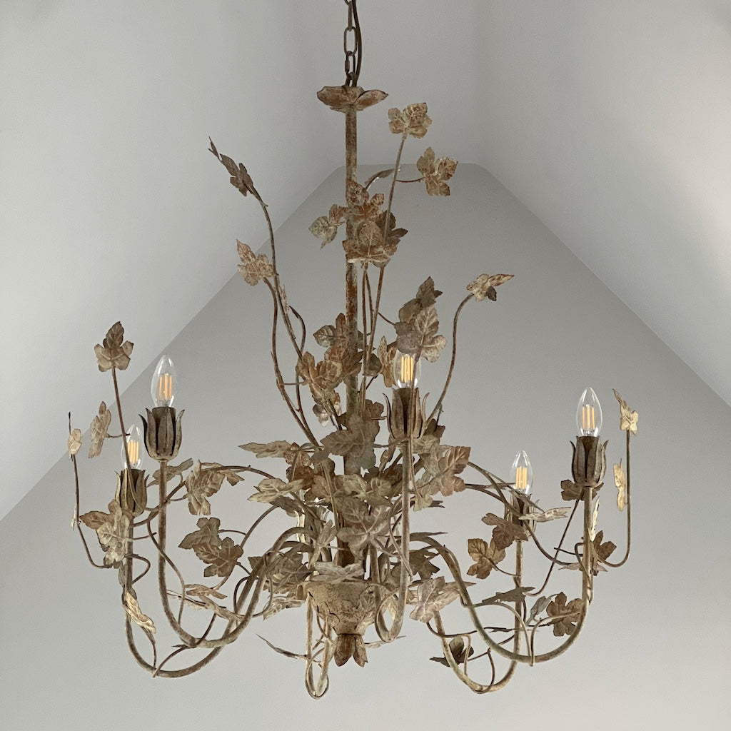 Antique White Leaves Chandelier