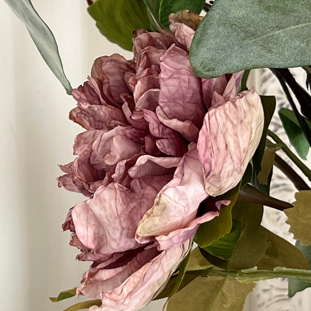 Faux Dried Bouquet Peony Rose