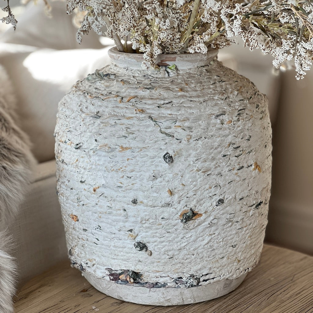 Painted White Rope Pot