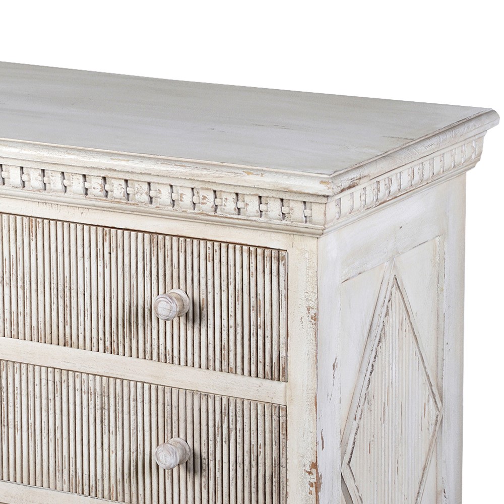Gustavian 3 Drawer Ribbed Chest