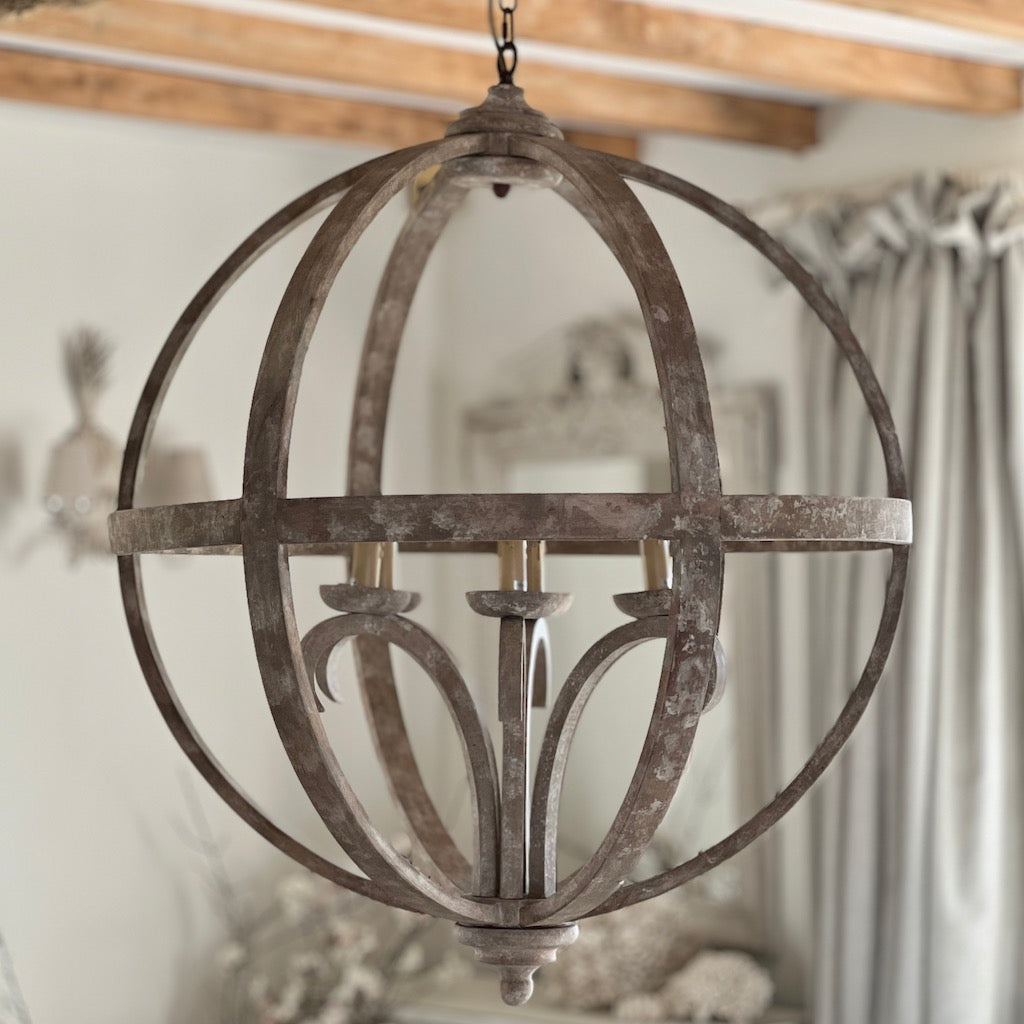 The Phillipe Round Wooden Orb Chandelier 3 Sizes Available