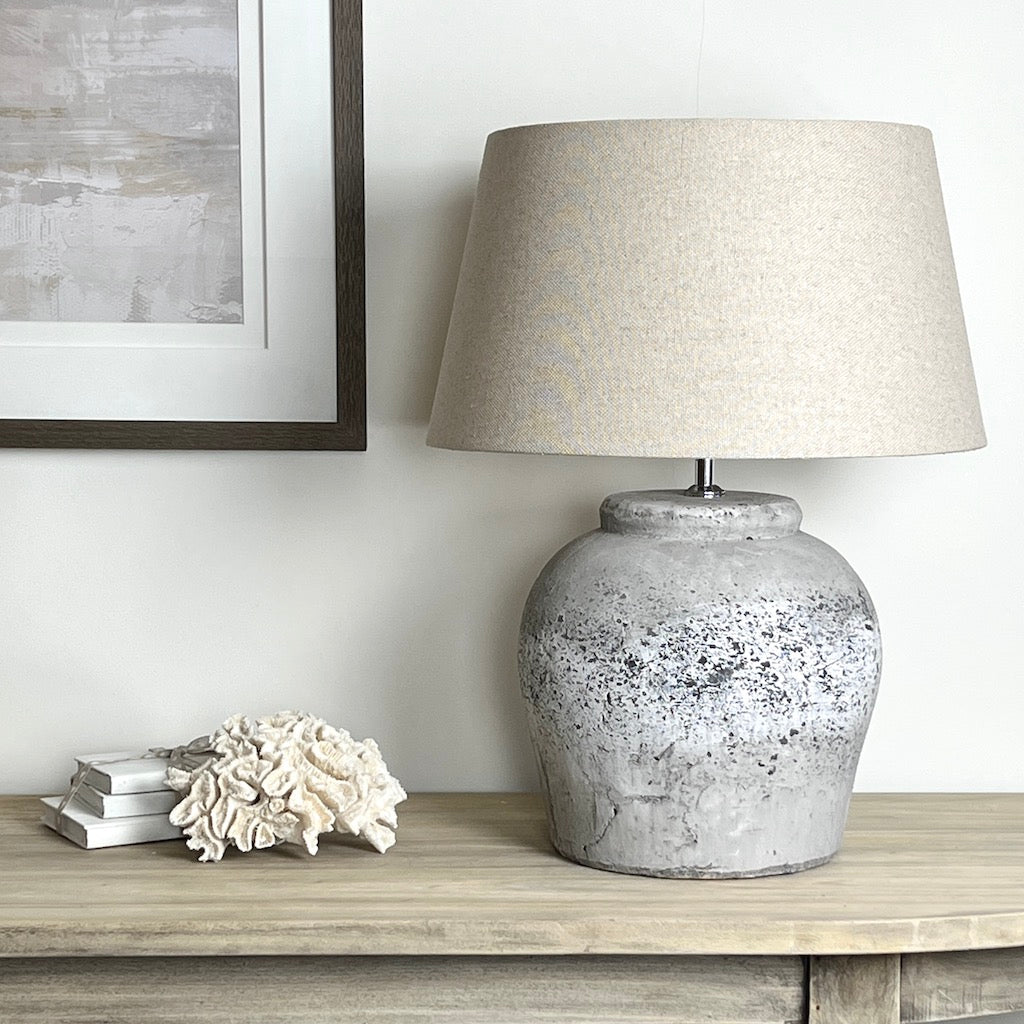 Grey Stone Effect Etna Aged Ceramic Table Lamp