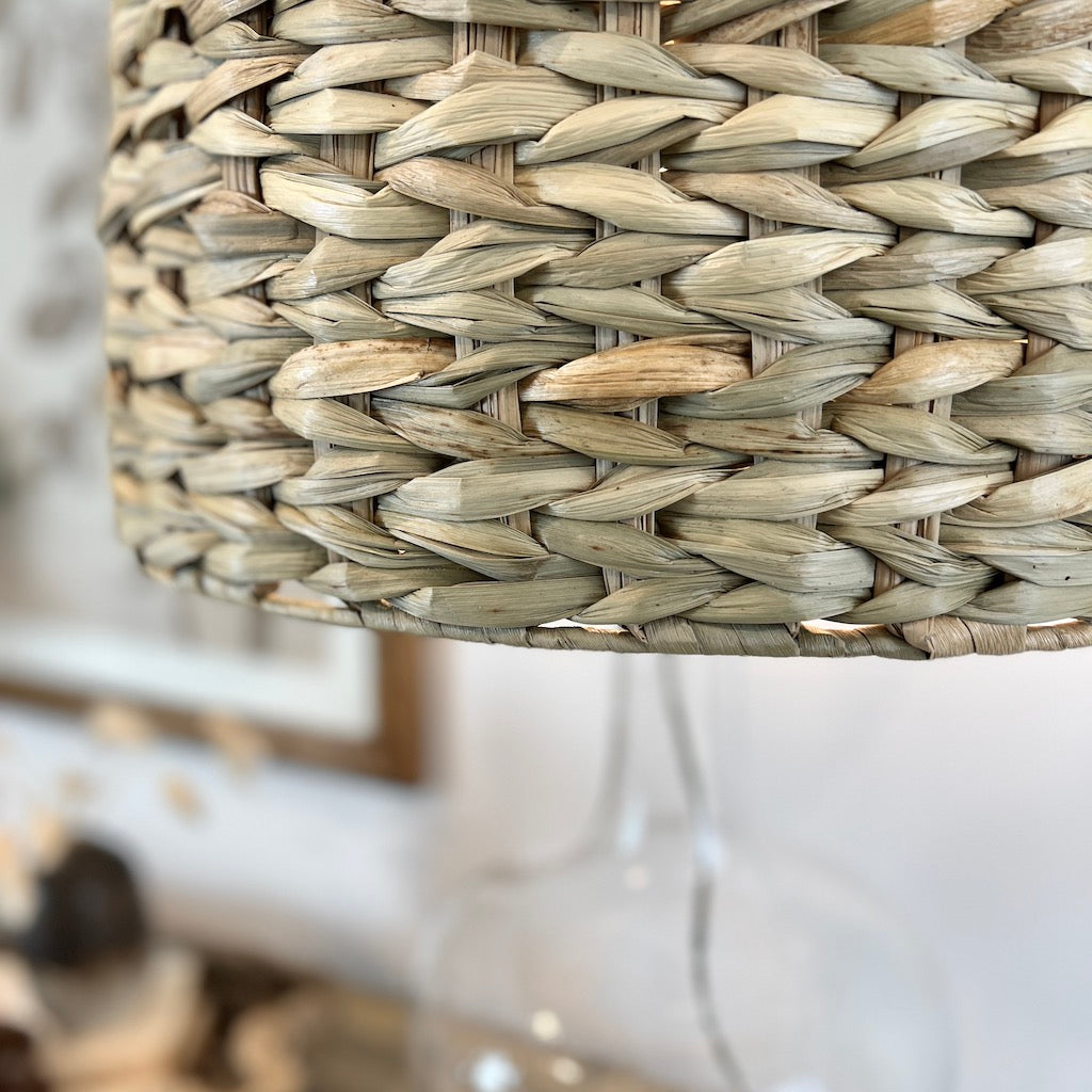 Cazenac Glass Table Lamp Bamboo Shade