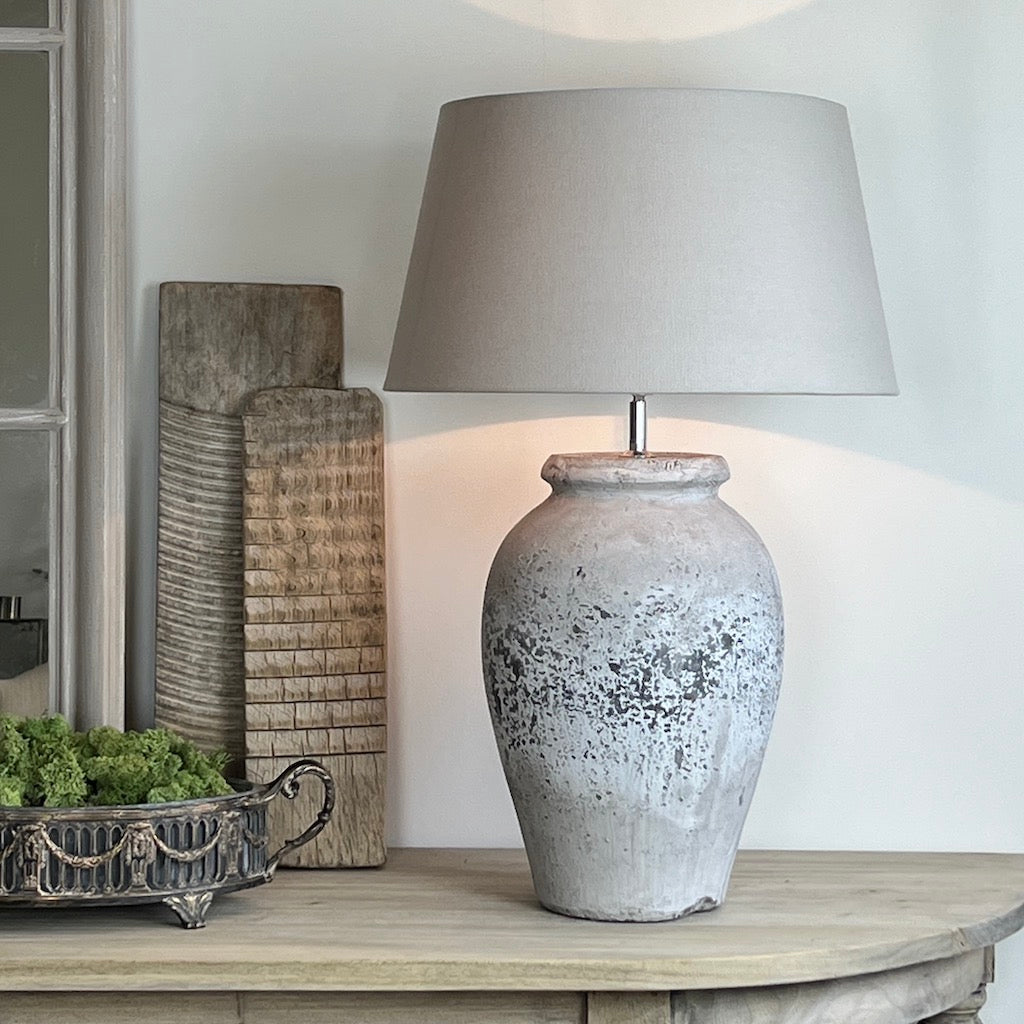 Stone Effect Antique Grey Large Table Lamp