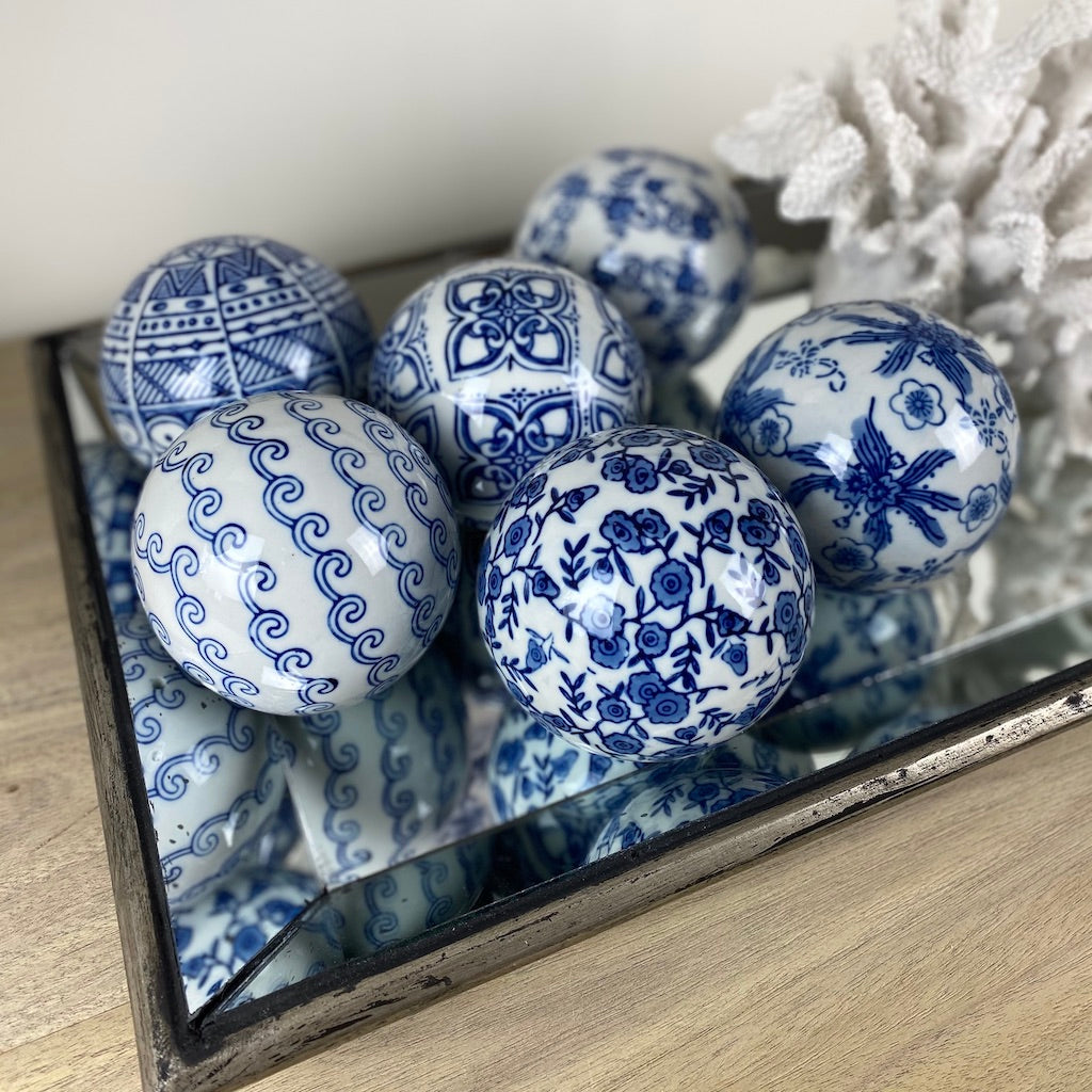 Chinoiserie Oriental Ceramic Spheres Set 6