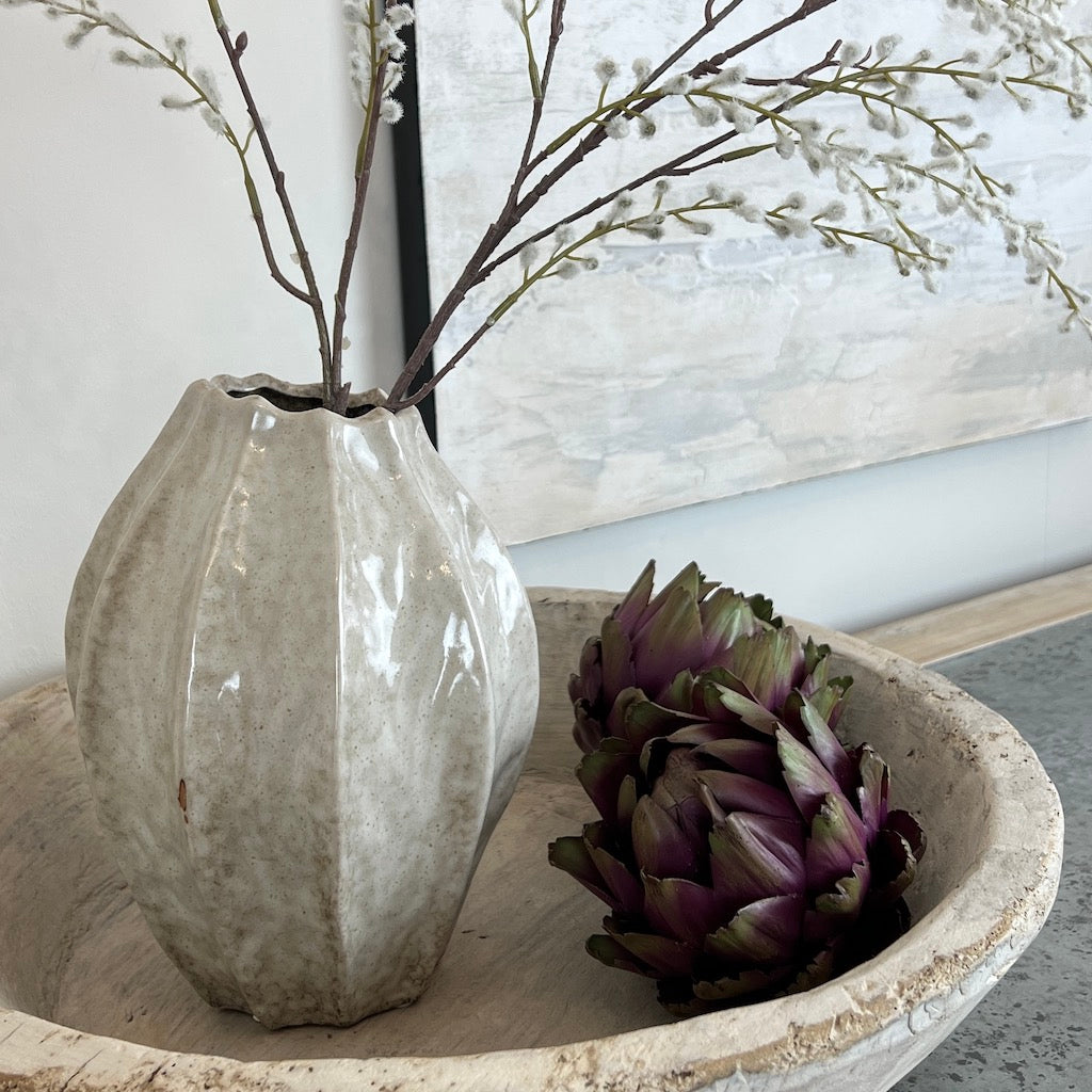 Abstract Fluted Taupe Vase Lizzy