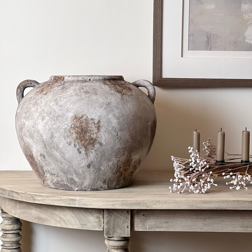Charaso Aged Distressed Heavy Squat Vase