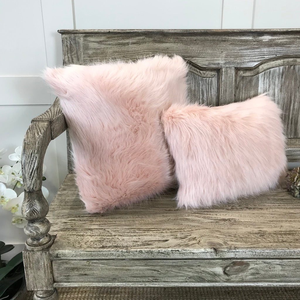 Luxury Faux Fur Cushion Pink 2 Sizes
