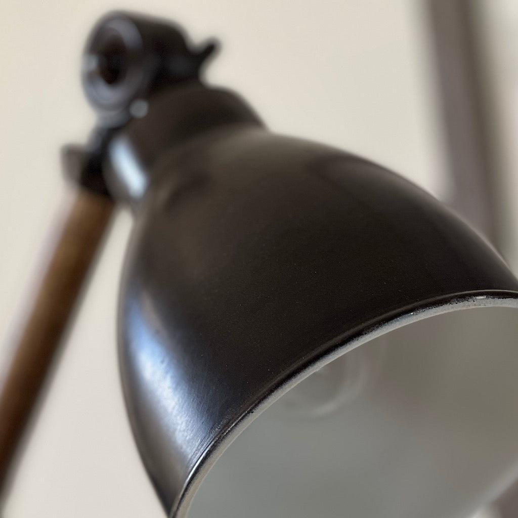 Wood and Dark Metal Desk Lamp