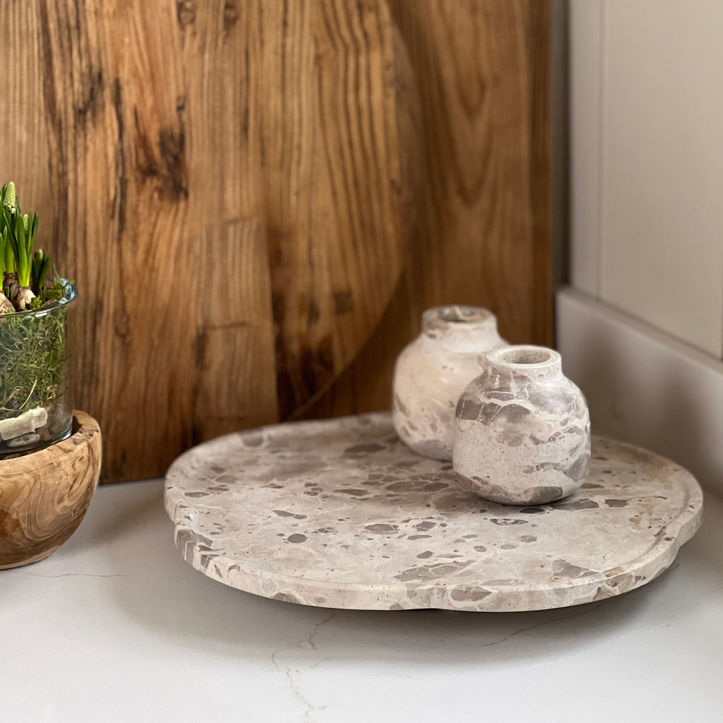 Luxury Marble Lazy Susan Scalloped Platter