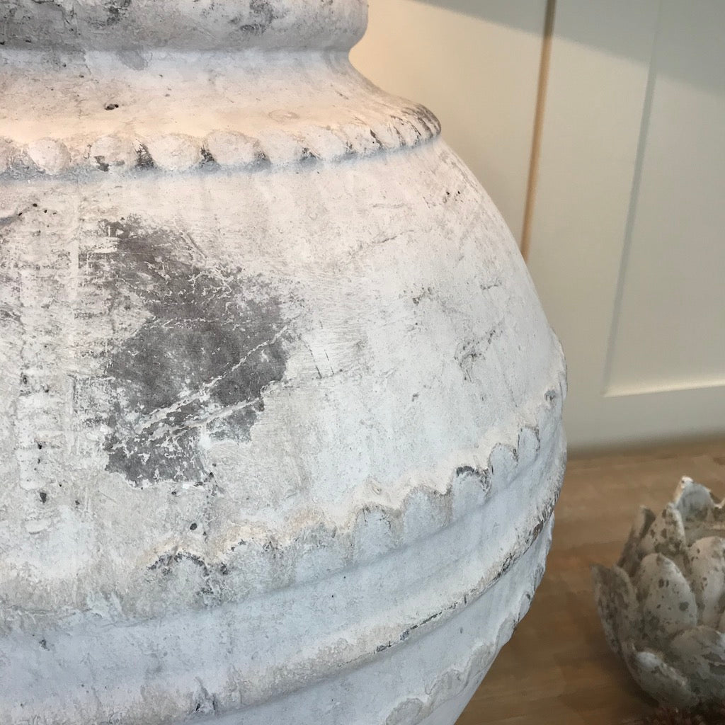 Large Grey Tuscan Stone Effect Aged Ceramic Table Lamp