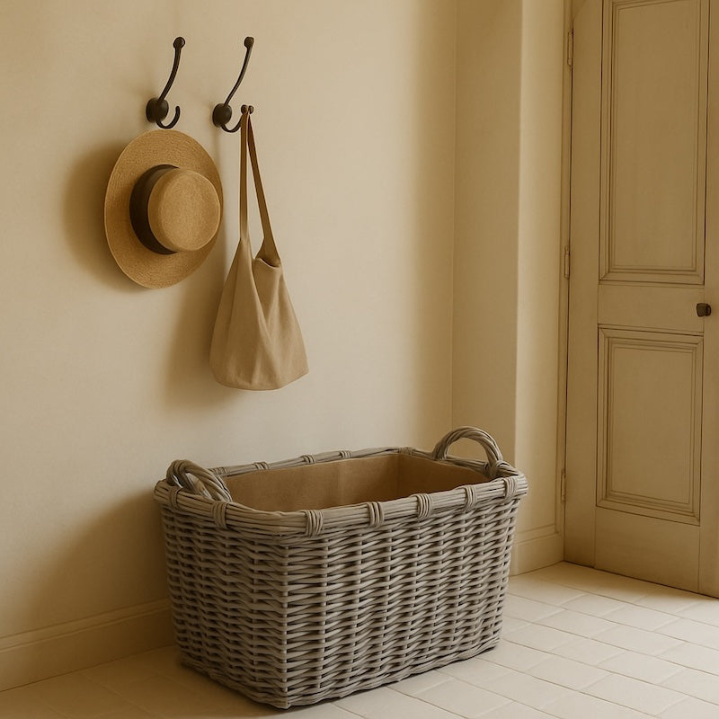 Rectangle Woven Storage Baskets with Ear Handles & Removable Hessian Liner – Available in 3 Sizes