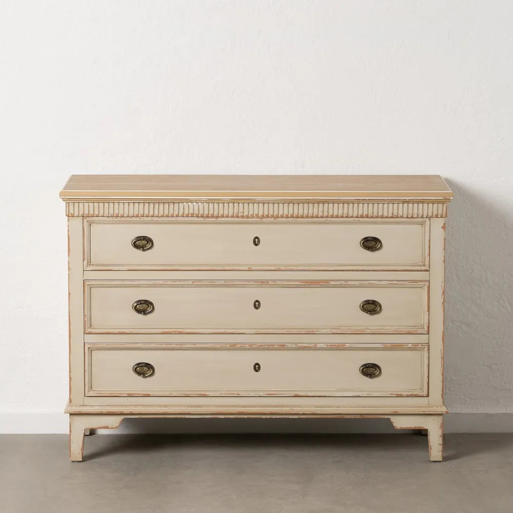 Gustavian 3 Drawer Chest Of Drawers Natural Cream