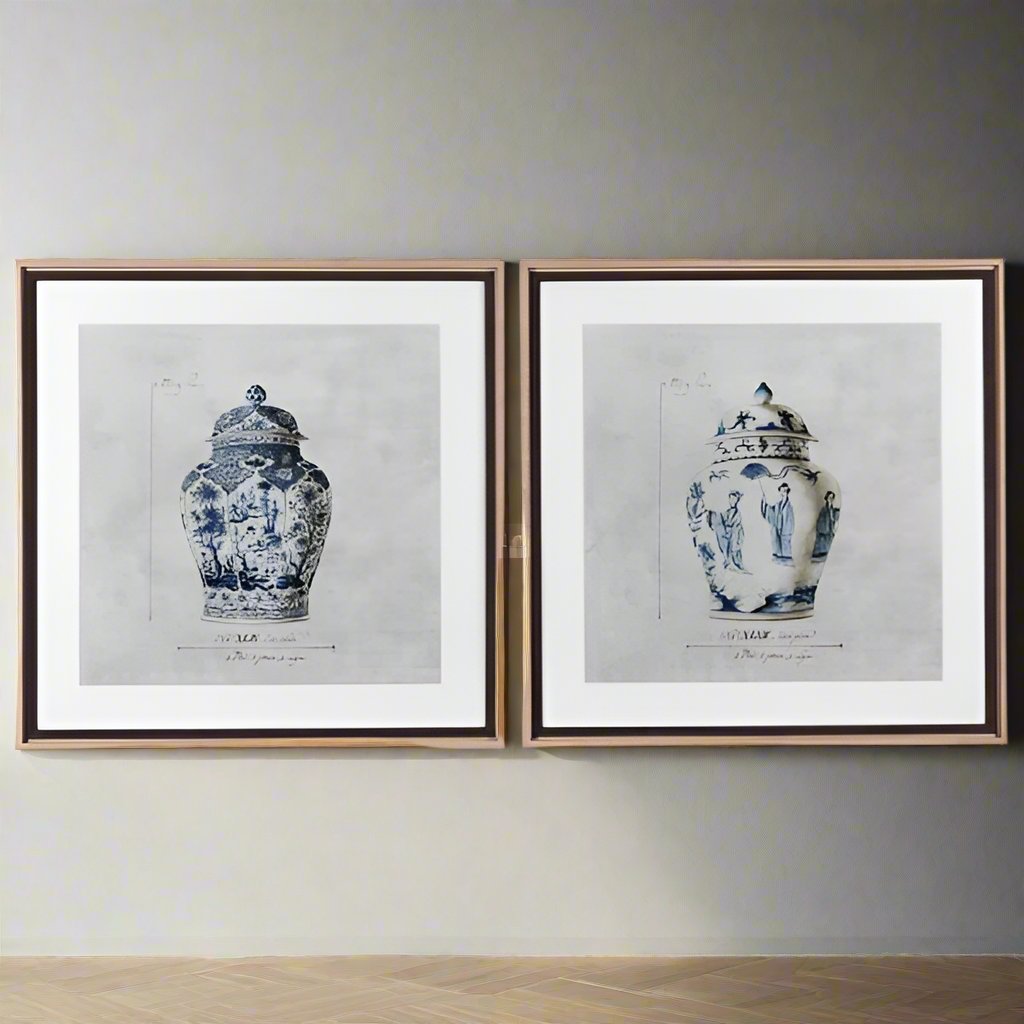 Chinoiserie Urn Framed Prints Set 2