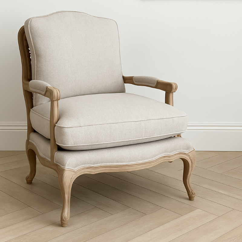 Henley Linen Light Wood Bergère Chair