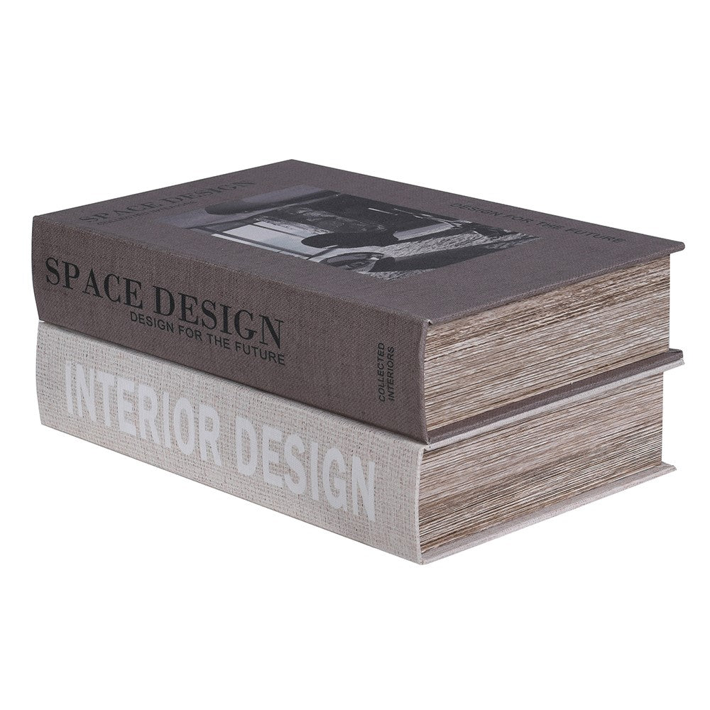 Interior Space Design Book Boxes – Set of 2 | Modern Decorative Storage