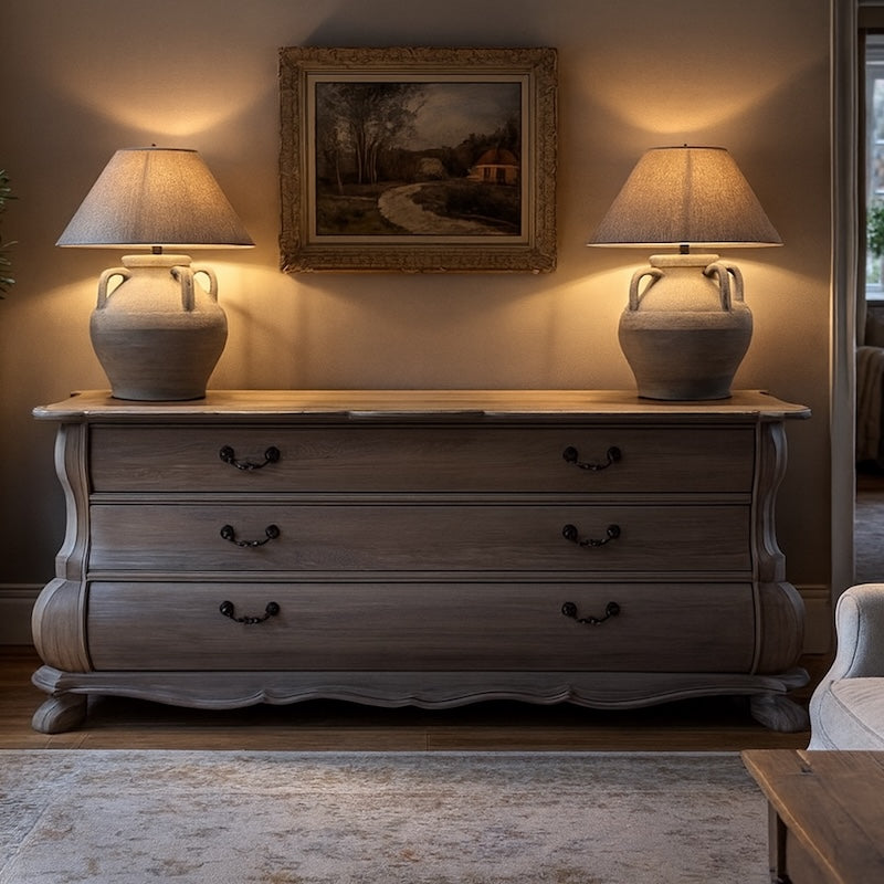 Reclaimed Elm 'French Style' 3 Drawer Chest 190cm