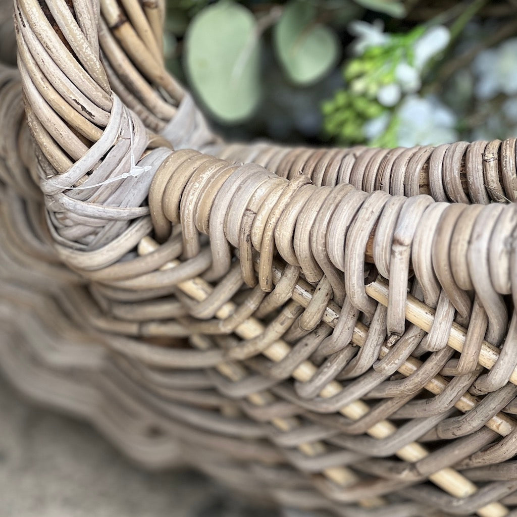 Large Flower Basket With Hoop Handle