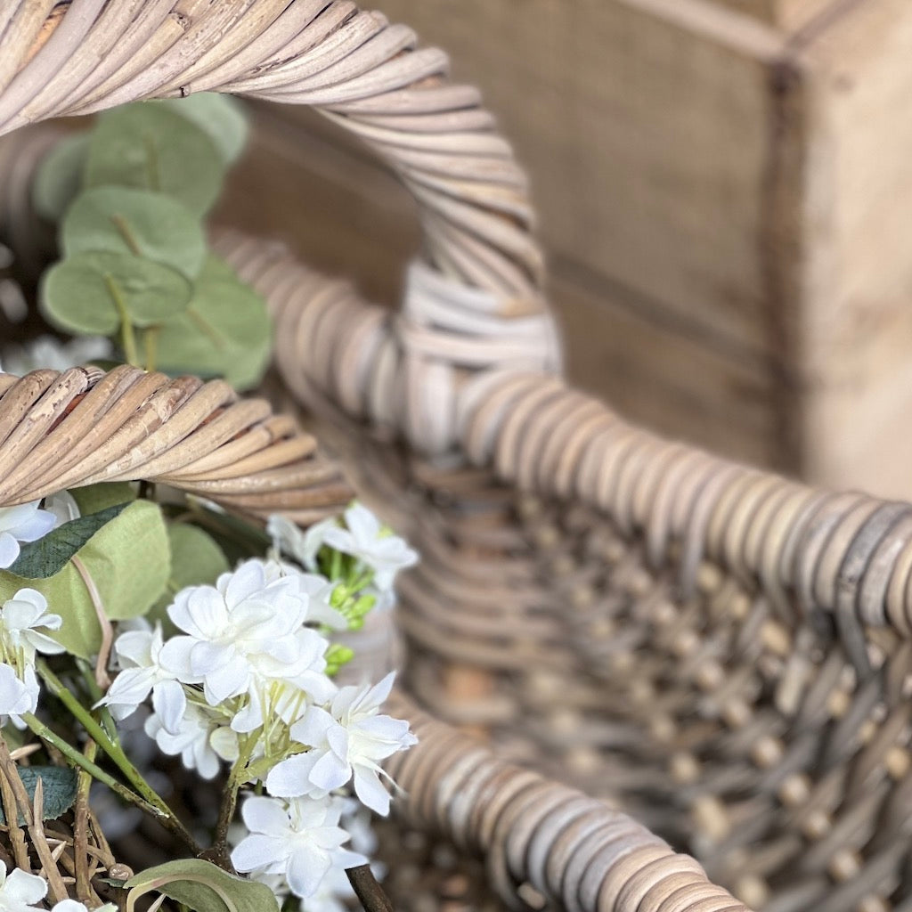 Large Flower Basket With Hoop Handle