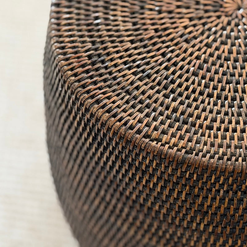 Rattan Drum Stool Antique Brown