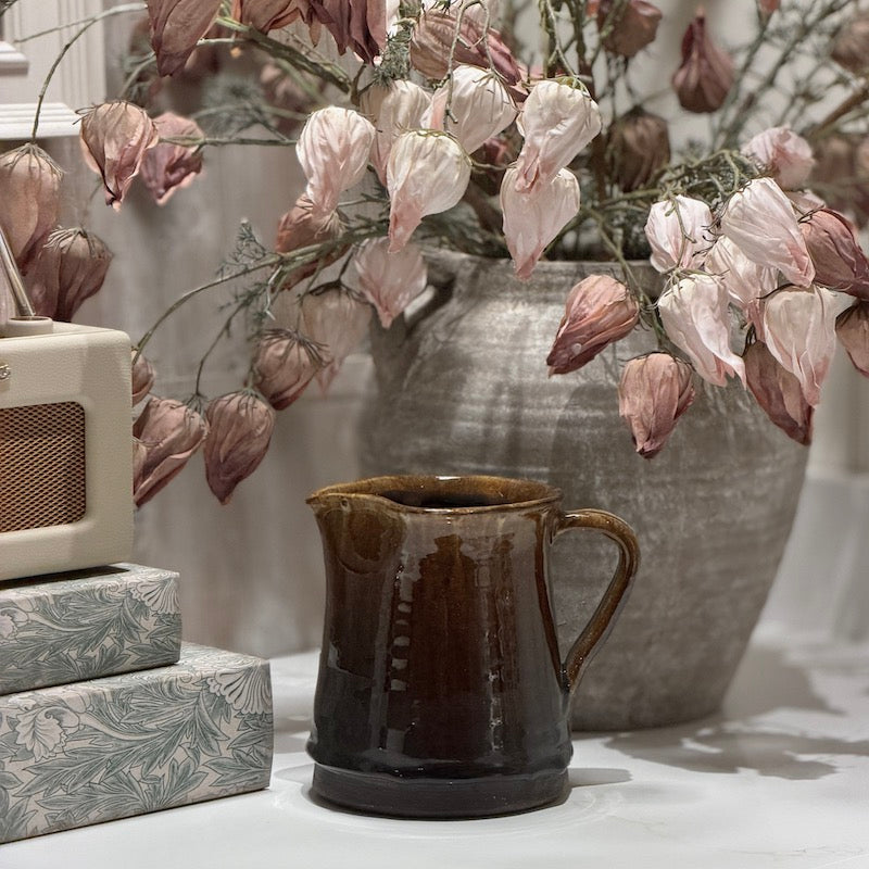 Handmade Rustic Brown Glazed Ceramic Jug