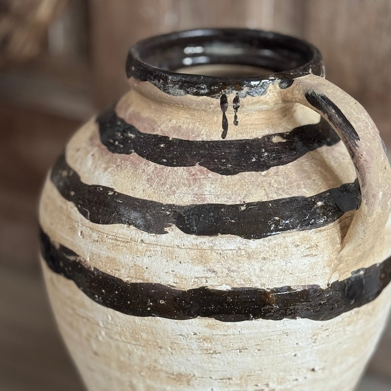 Artisan Rustic Striped Terracotta Vase