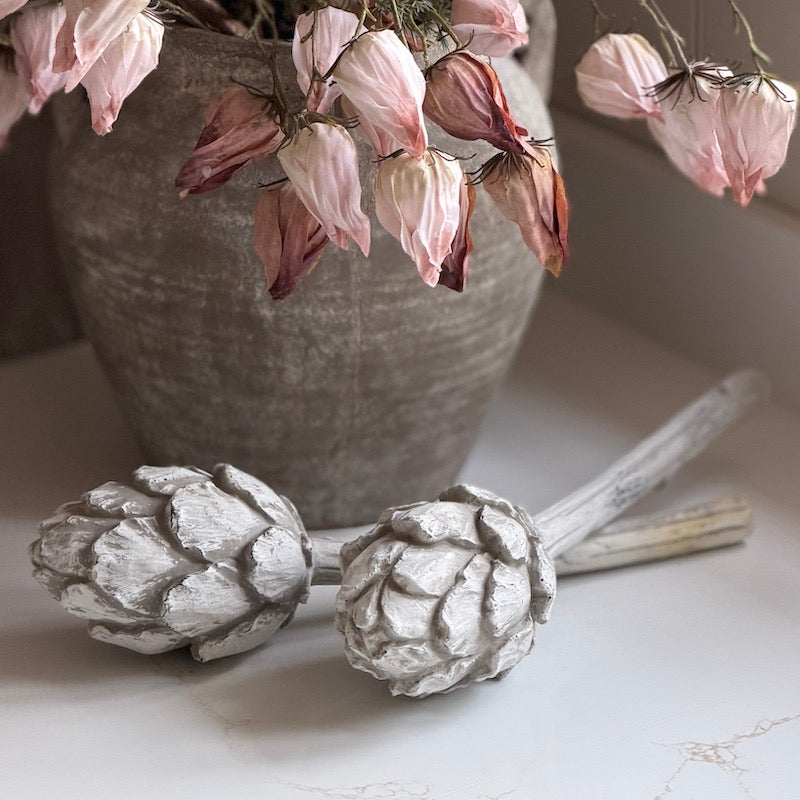 Light Greywash Artichoke Picks Set of 2