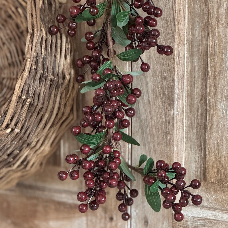 Faux Deep Plum Berry Leafed Long Garland