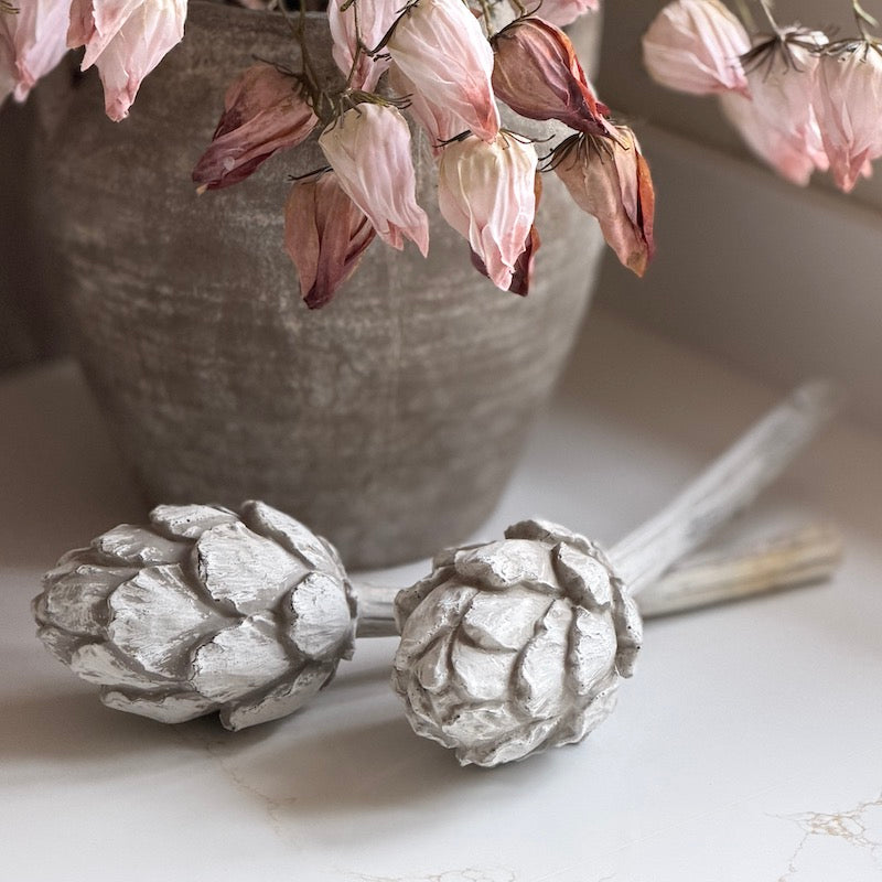 Light Greywash Artichoke Picks Set of 2