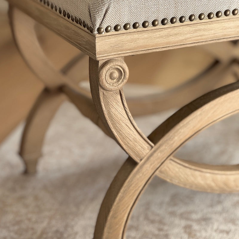 Henley Linen Wood Dressing Stool