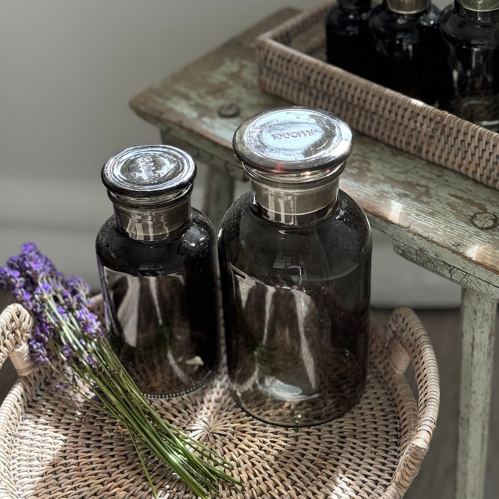 French Apothecary Glassware Sage Coal