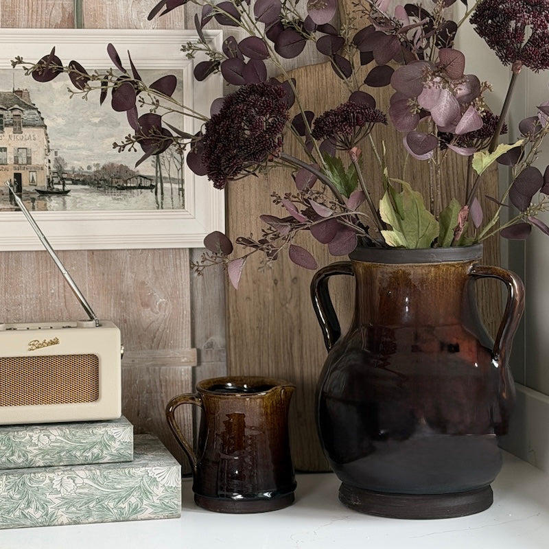 Deep Brown Glazed Amphora Vase