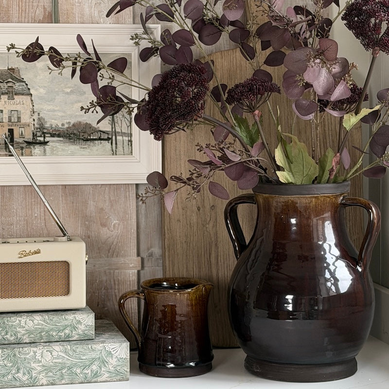 Deep Brown Glazed Amphora Vase