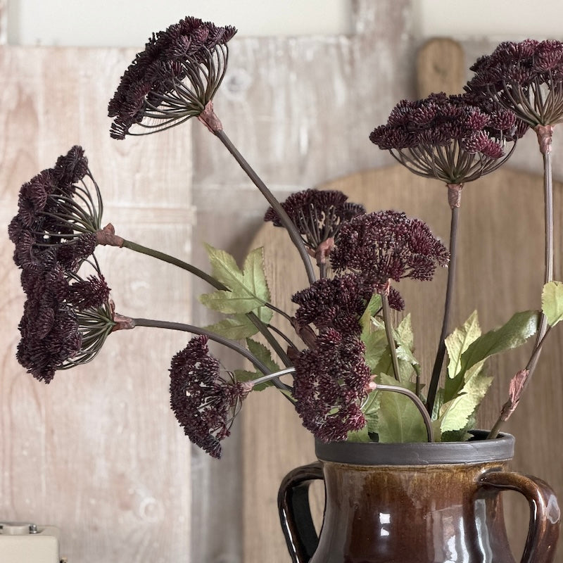 Faux Mulberry Angelica Seed Head Stem