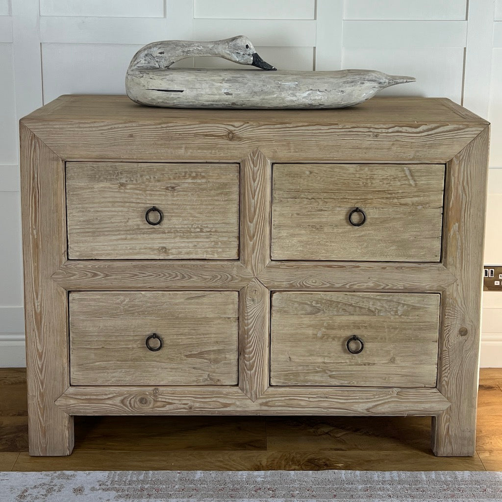 Vintage Reclaimed 4 Drawer Pine Chest