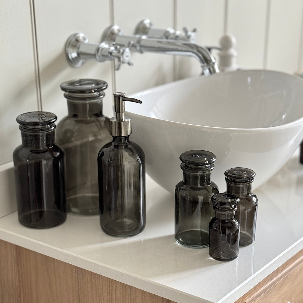 French Apothecary Glassware Sage Coal