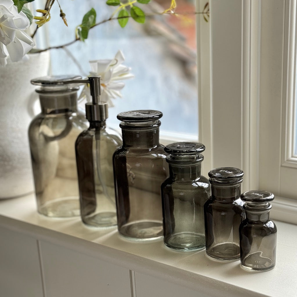French Apothecary Glassware Sage Coal