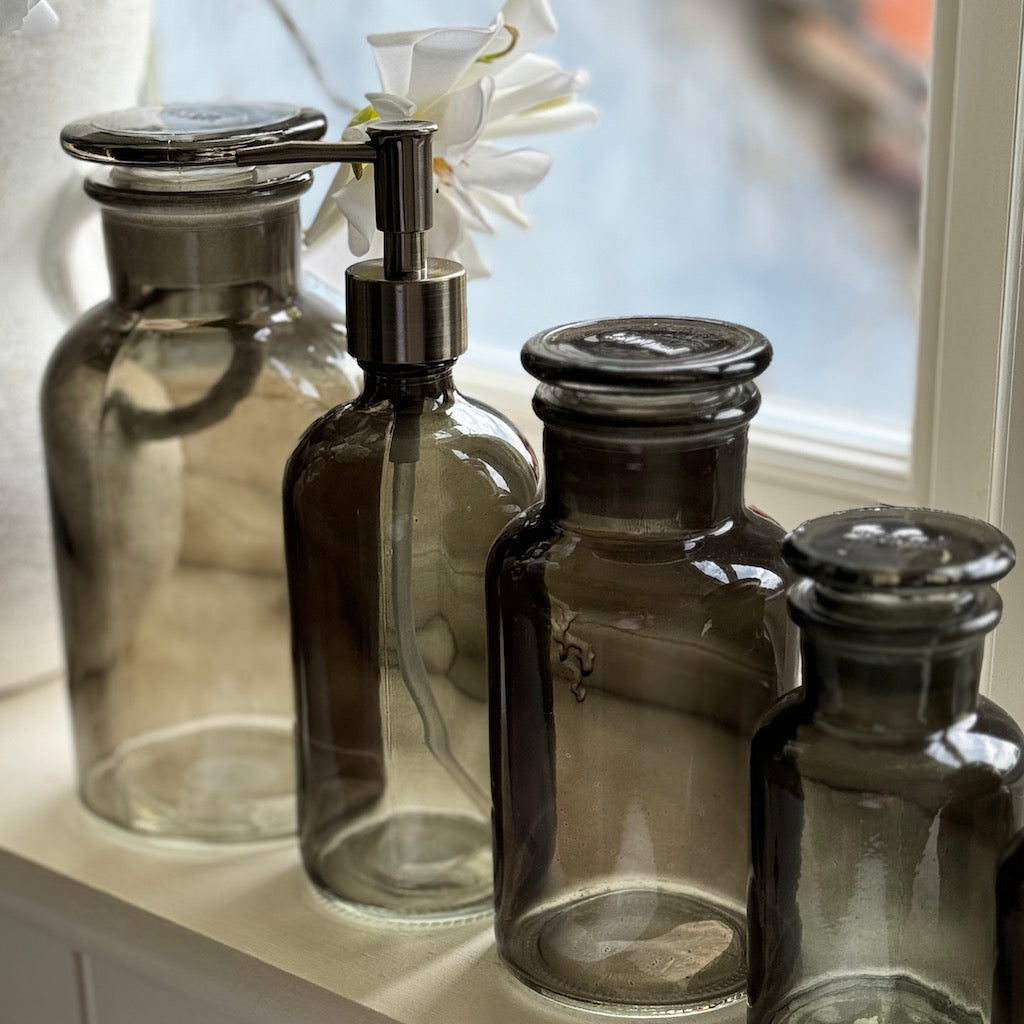 French Apothecary Glassware Sage Coal