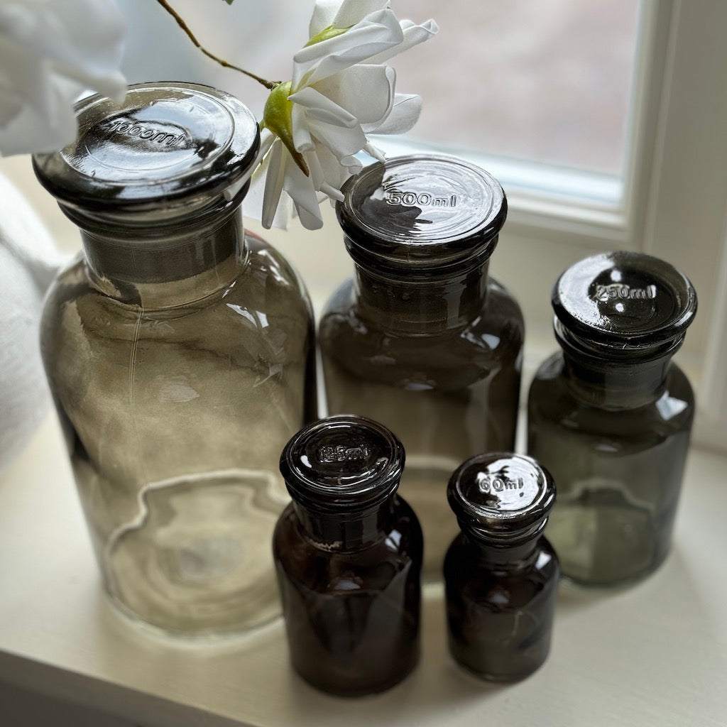 French Apothecary Glassware Sage Coal