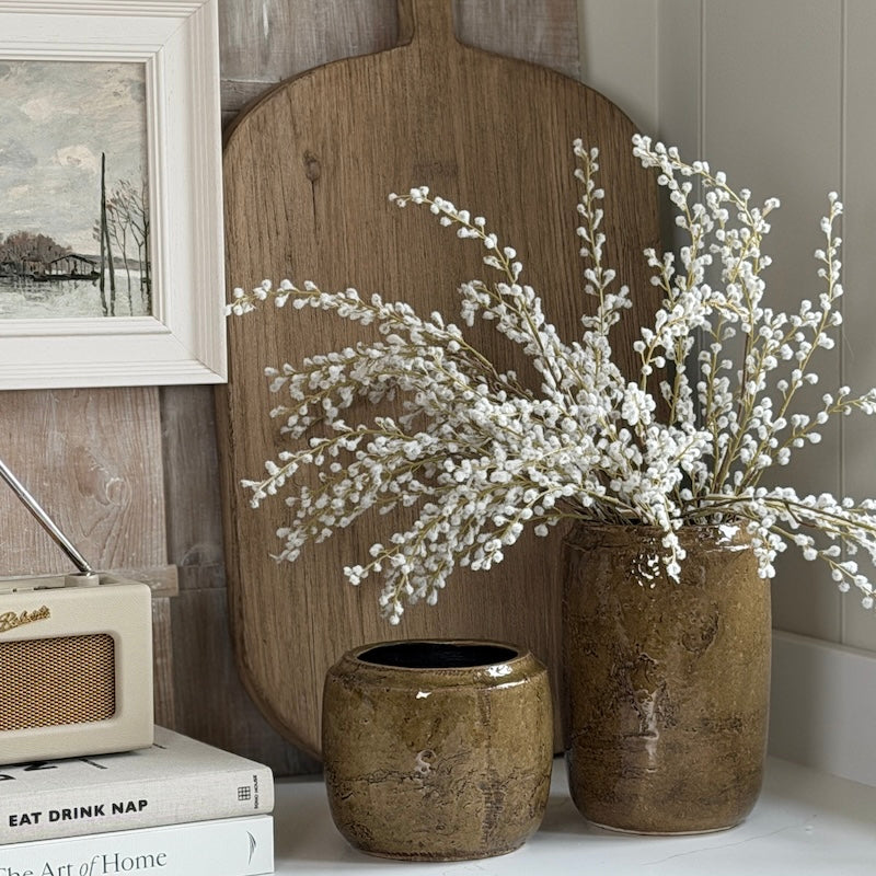 Handcrafted Glazed Olive Brown Pot and Vase Selection